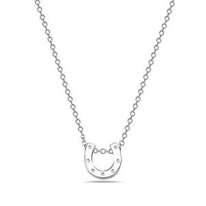 925 Sterling Silver Yellow Gold-Tone Small Horseshoe Good Luck Pendant Necklace