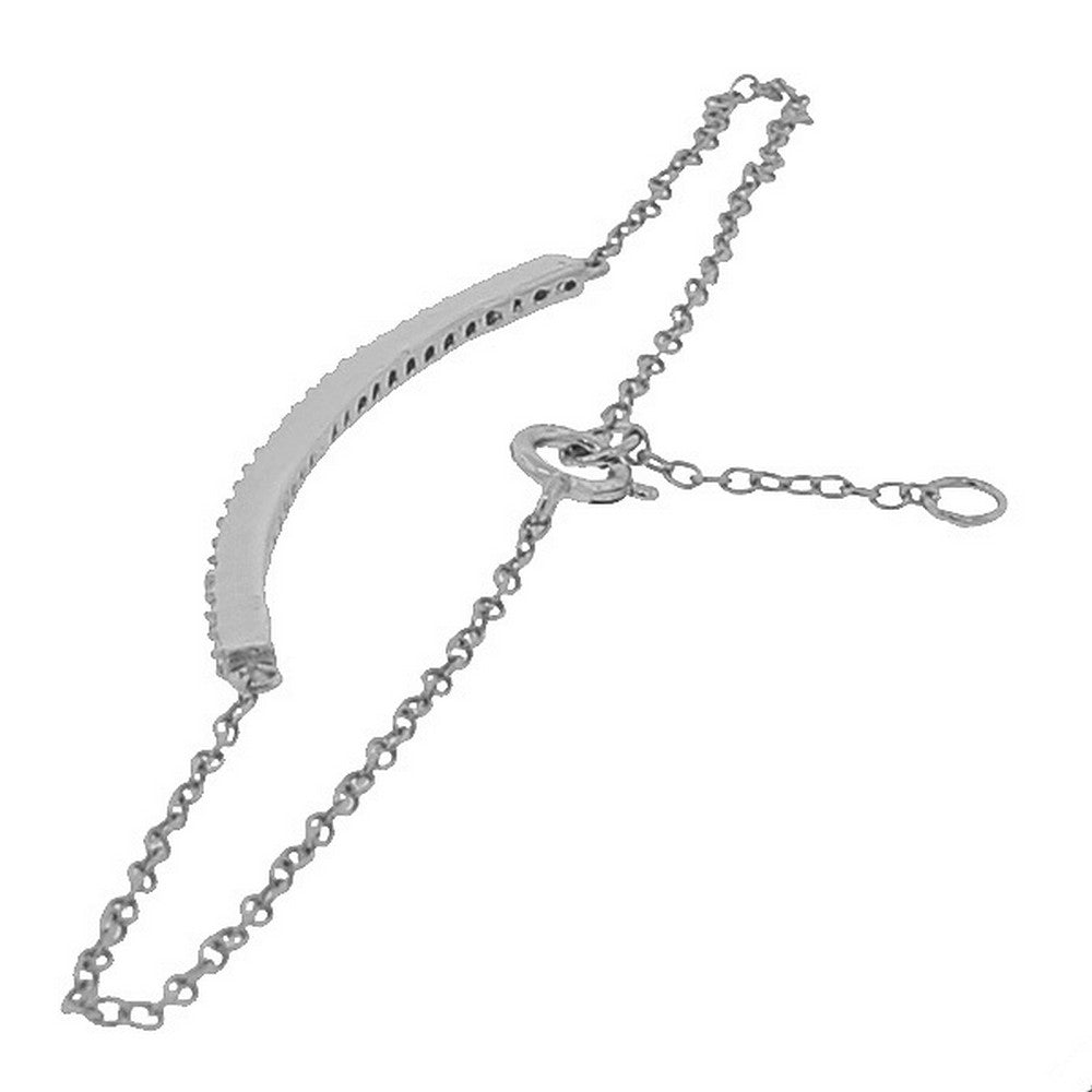 Sterling Silver White CZ Arch Link Chain Bracelet
