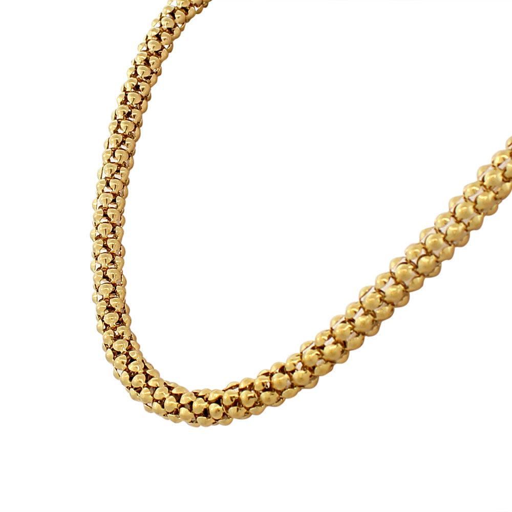 Stainless Steel Gold-Tone Link Chain Caviar Womens Necklace