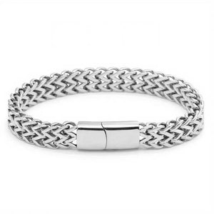 My Daily Styles Men's Stainless Stainless Steel Chain Braided Square Reversible Bracelet, 9 Inch, Multiple Finishes