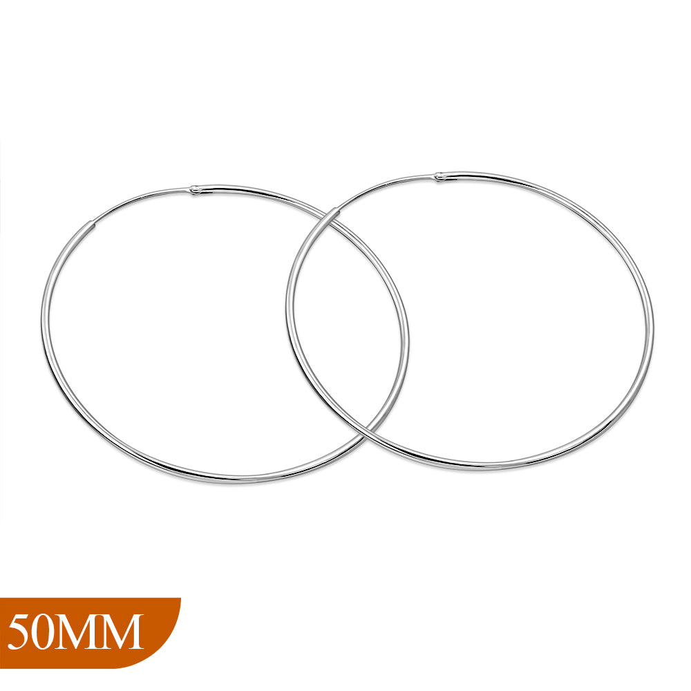 My Daily Styles 925 Sterling Silver Hoop Earrings for Women Lightweight Endless Silver Thin Hoops 50MM 2" Inch