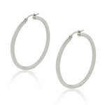 Stainless Steel Silver-Tone Classic Large 1.75" Round Hoop Earrings