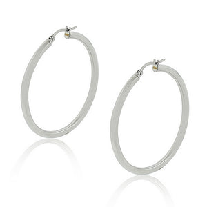 Stainless Steel Silver-Tone Classic Large 1.75" Round Hoop Earrings