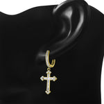 My Daily Styles Womens Girls 925 Sterling Silver Hoop Huggie Earrings with Dangling Cross Sparkling Cubic Zirconia