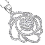 S925 Sterling Silver Yellow Gold-Tone White Clear CZ Statement Pendant Necklace