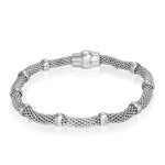 Stainless Steel Silver-Tone Magnetic Link Chain Mesh Womens Bracelet