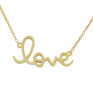 925 Sterling Silver Love Heart Script Charm Pendant Necklace