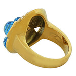 TECNO STEEL Stainless Steel Yellow Gold-Tone White Blue Aquamarine-Tone CZ Ring