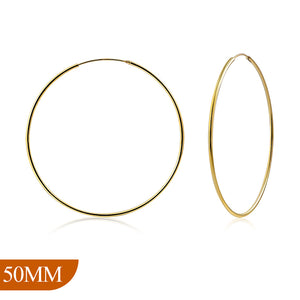 925 Sterling Silver Hoop Earrings for Women Lightweight Endless Silver Thin Hoops 50MM 2" Inch