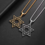My Daily Styles Men’s Stainless Steel Star of David Pendant Necklace – Black Enamel Inlay Magen David with 24 Inch Chain, Available in Gold Tone or Silver