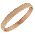 Stainless Steel Rose Gold-Tone Glitter Bangle Bracelet