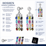 925 Sterling Silver Hoshen Multicolor CZ Dangle Earrings for Women