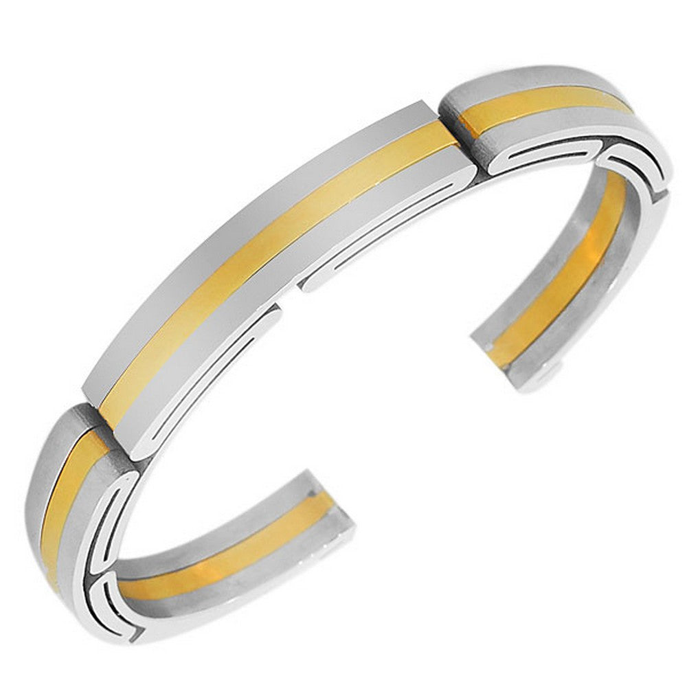 Stainless Steel Two-Tone Womens Mens Open End Bracelet