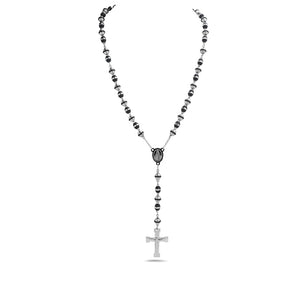 My Daily Styles - Rosary Necklace - Rosary Beads Catholic for Men - Crucifix Pendant with Our Lady of Guadalupe Medal - Stainless Steel