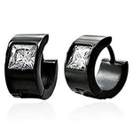 Stainless Steel Rose Gold-Tone White Princess CZ Hoop Huggie Earrings