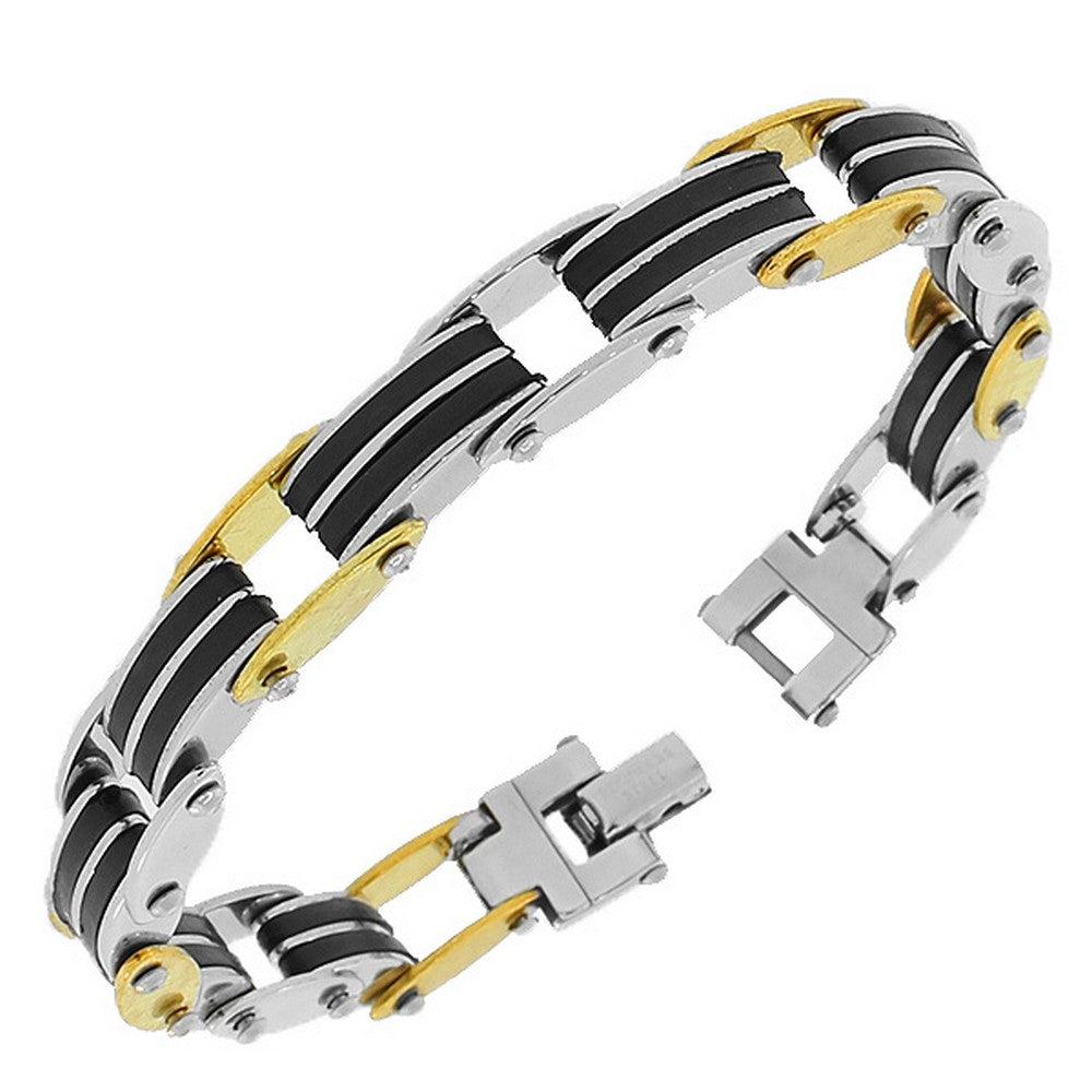 Stainless Steel Multi-Tone Men's Link Bracelet