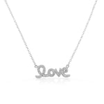 925 Sterling Silver Love Heart Charm White CZ Pendant Necklace