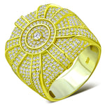 Men's 925 Sterling Silver Round Statement Ring Cubic Zirconia