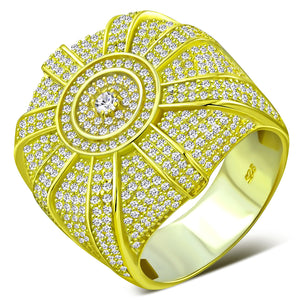 Men's 925 Sterling Silver Round Statement Ring Cubic Zirconia