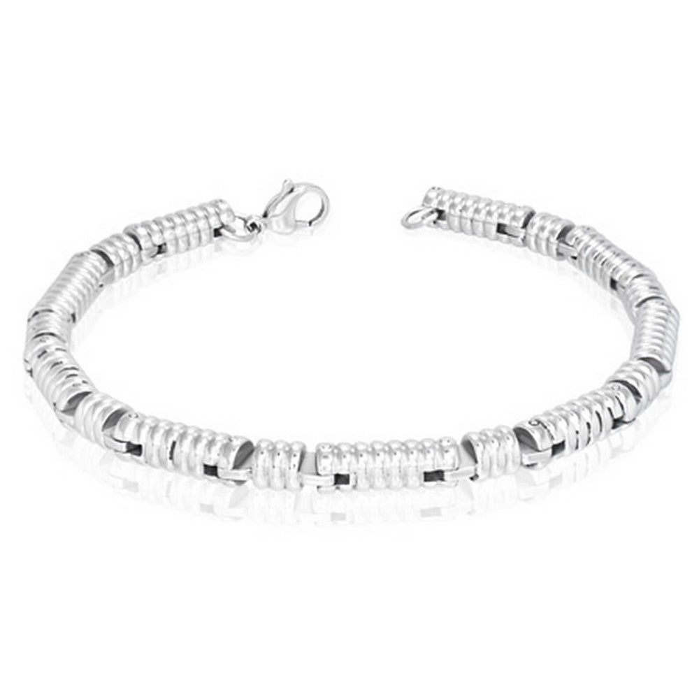 Stainless Steel Multi Section Tube Link Chain Mens Bracelet