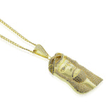 925 Sterling Silver Yellow Gold-Tone Large Hip-Hop Religious Jesus Mens Pendant Necklace