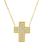 925 Sterling Silver Womens Religious Latin Cross White CZ Pendant Necklace