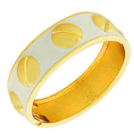 Fashion Alloy Yellow Gold-Tone White Enamel Bangle Bracelet