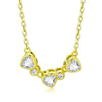 My Daily Styles Elegant 925 Sterling Silver Necklace with 3 CZ Hearts Attached - Bezel Set, 18" Chain