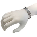 Stainless Steel Silver-Tone Name Tag Men's Link Chain Bracelet