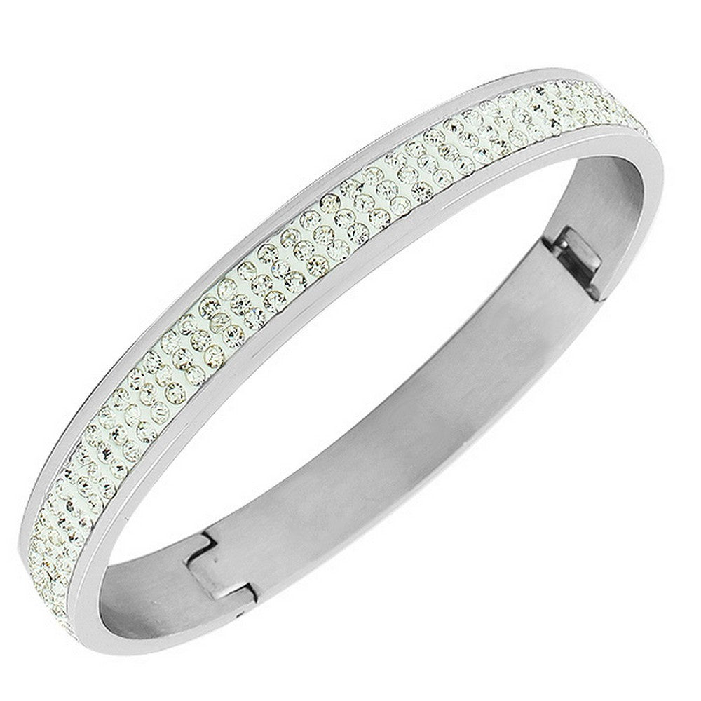 Stainless Steel White CZ Bangle