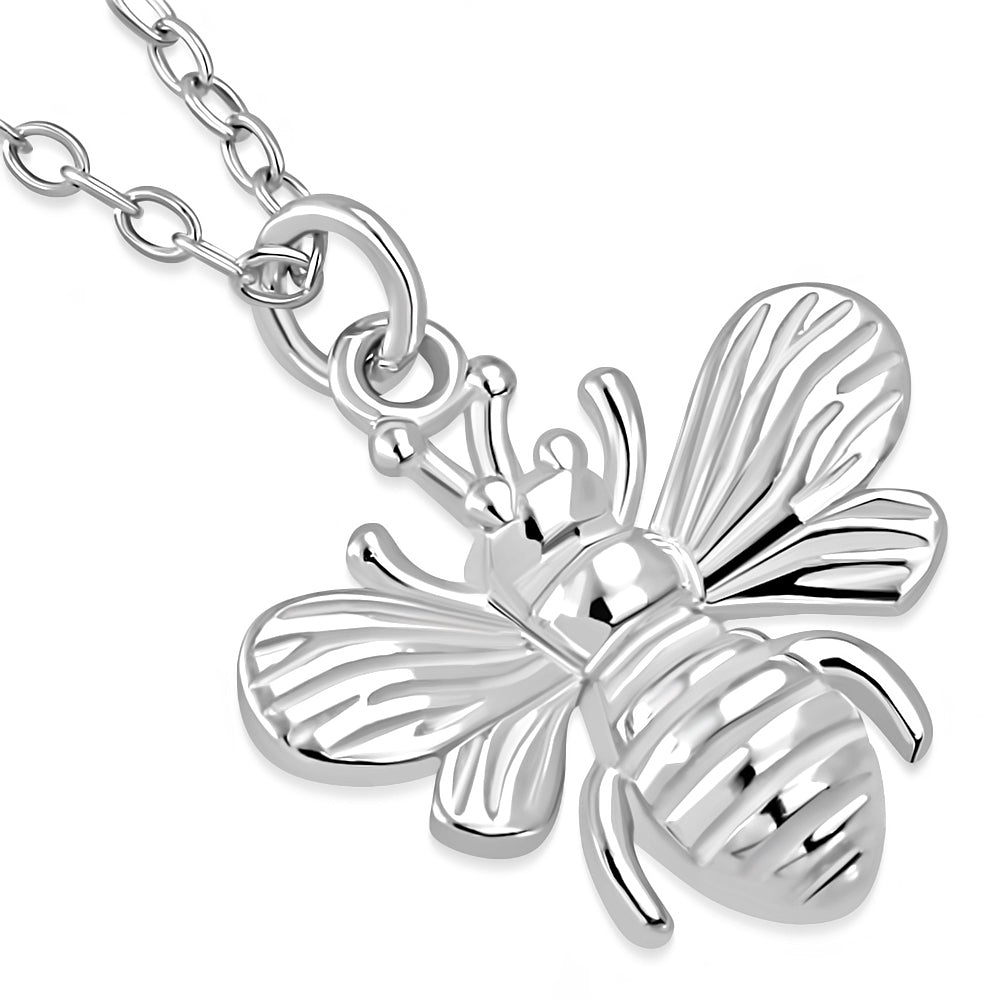925 Sterling Silver Bumble Bee Pendant Necklace Women Girls