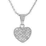 925 Sterling Silver Love Heart White CZ Pendant Necklace