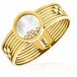 Women's Stainless Steel Mother of Pearl CZ Bangle Bracelet
