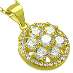 925 Sterling Silver Round CZ Circle Pendant Necklace, 18"