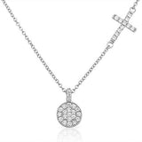 Gold Cluster and Cross Necklace Pendant Sterling Silver Cubic Zirconia