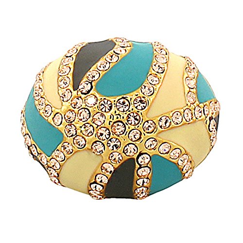 My Daily Styles Fashion Alloy Yellow Gold-Tone Turquoise-Tone Brown CZ Statement Cocktail Ring