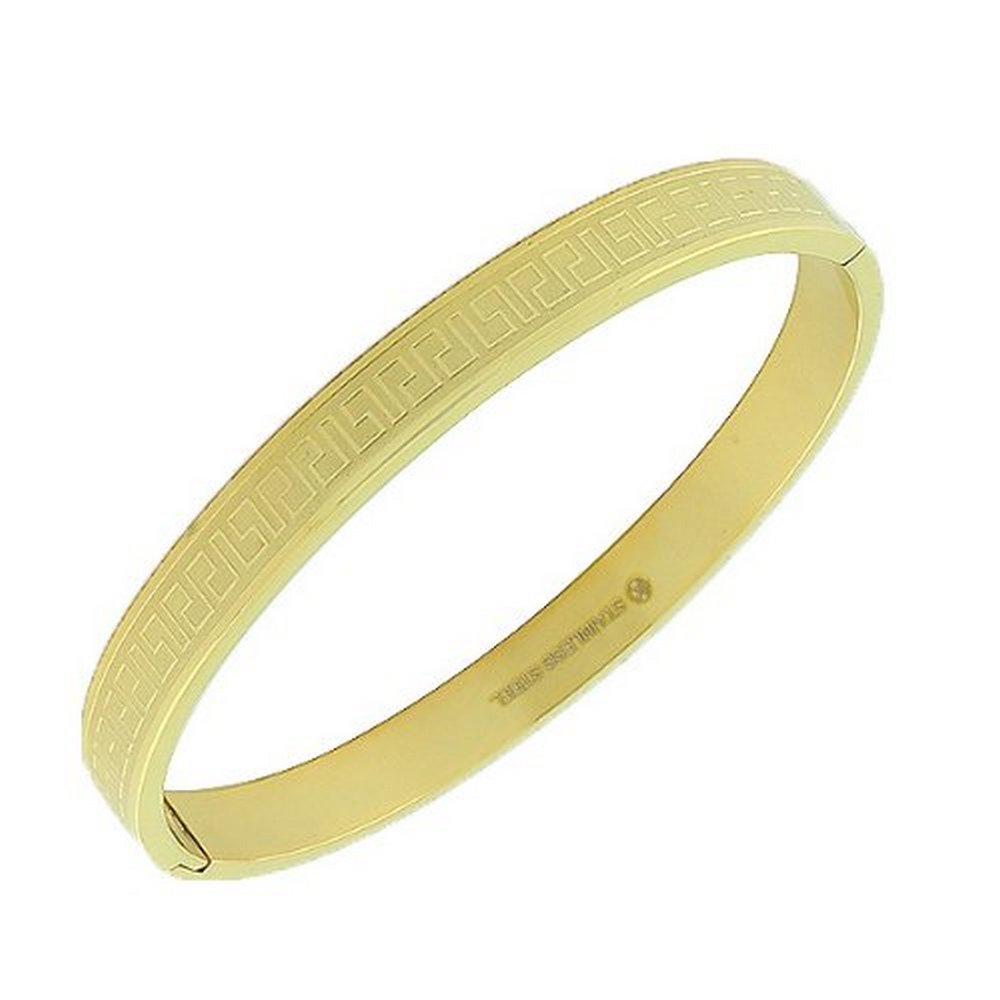 Stainless Steel Yellow Gold-Tone Handcuff Bangle Bracelet