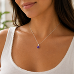 925 Sterling Silver Blue Glass Evil Eye Pendant Necklace with Chain