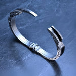 My Daily Styles Men’s Stainless Steel Handcuff Bracelet – Polished Silver Tone Fashion Bangle – Secure Clasp Statement Jewelry for Men