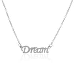 Stainless Steel Silver-Tone Dream Script Pendant Necklace