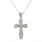 925 Sterling Silver Womens Classic Latin Cross CZ Religious Pendant Necklace