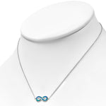 925 Sterling Silver Green Blue Simulated Opal Infinity Pendant Necklace