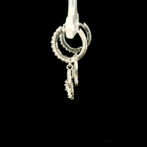 925 Sterling Silver CZ Huggie Dangle Star of David Earrings for Women