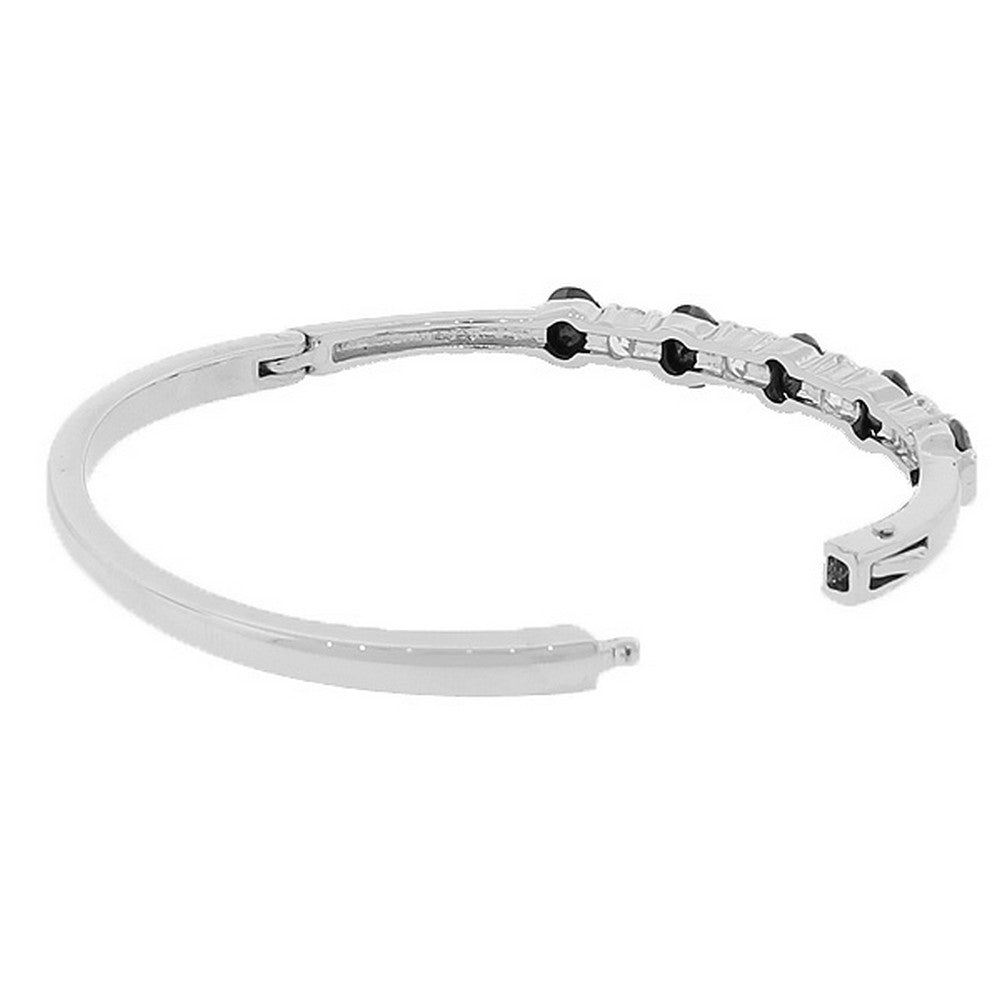 Fashion Silver-Tone White CZ Bangle Bracelet