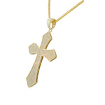 925 Sterling Silver Yellow Gold-Tone Large Hip-Hop CZ Latin Cross Religious Mens Pendant Necklace
