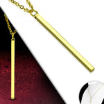 My Daily Styles Stainless Steel Yellow Gold-Tone Silver-Tone Vertical Bar Pendant Necklace, 18"