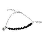 Stainless Steel Red Beads Silver-Tone Simulated Pearl Hamsa Link Chain Bracelet
