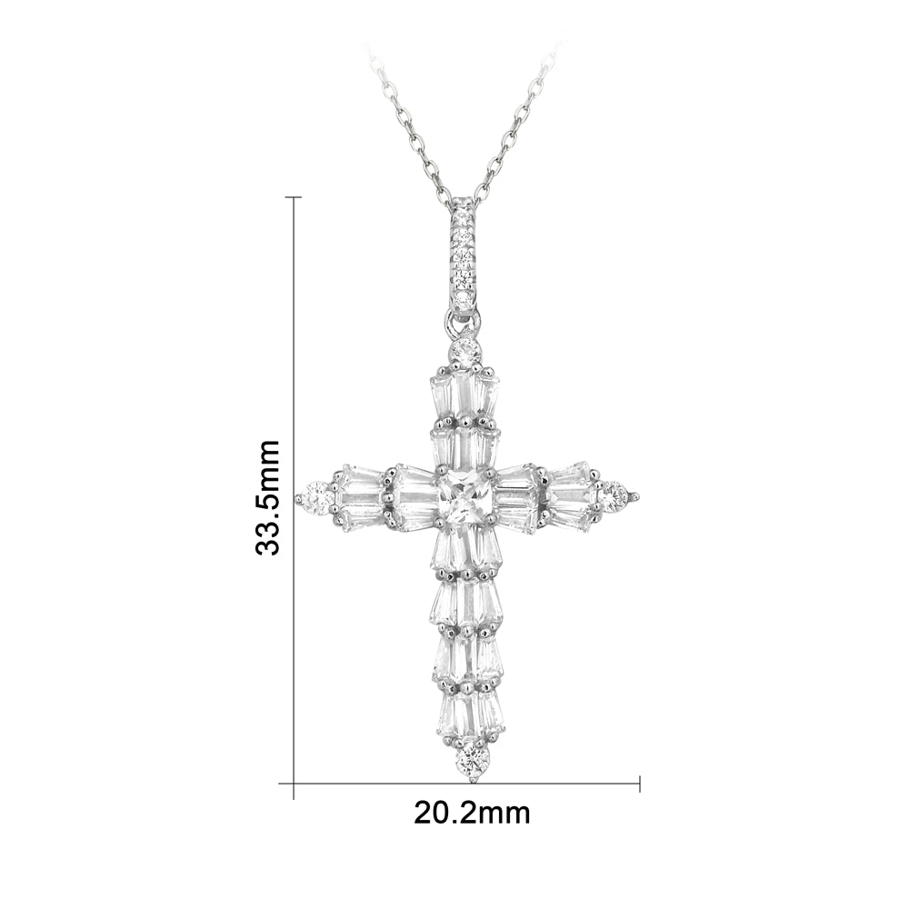 My Daily Styles 925 Sterling Silver Womens or Girls Cubic Zirconia Cross Pendant Necklace And Adjustable Chain 16"-18"