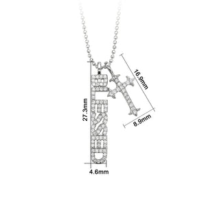 My Daily Styles 925 Sterling Silver Blessed Cross Cubic Zirconia Pendant Necklace With Adjustable Chain 16"-18"