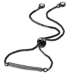 Stainless Steel Clear CZ Bar Adjustable Chain Bracelet, 9"